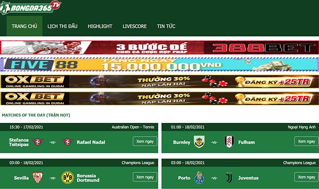 Web xem bóng đá trực tuyến nhanh nhất Thevangtv.com